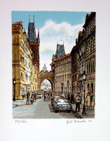 Mostecká ulice - Jiří Bouda - grafika - volný list